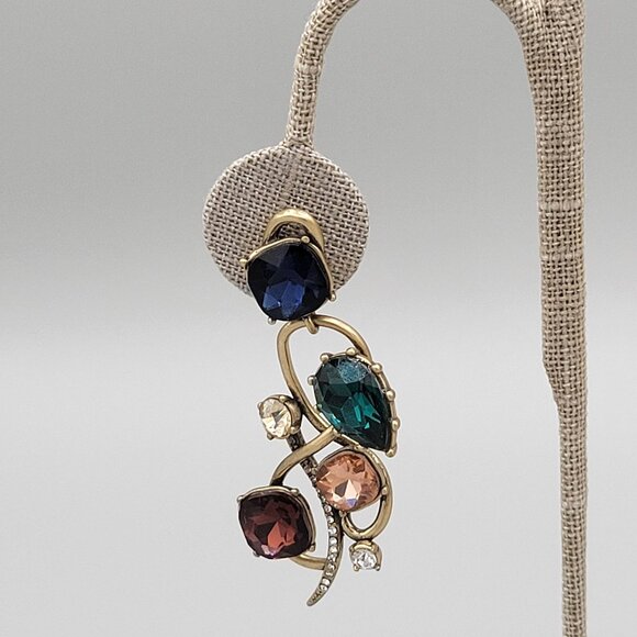 Chloe + Isabel Long Dangle Drop Stud Earrings Multicolored Tourmaline Stones - Picture 2 of 6